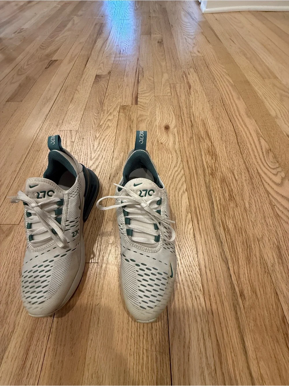 Nike Kids Air Max 270 React White Teal Lace-Up Sneakers